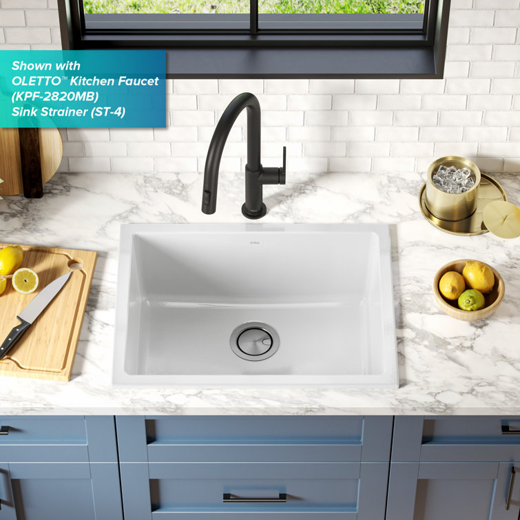 Turino 24" Gloss White Fireclay Drop-In Single Bowl Sink