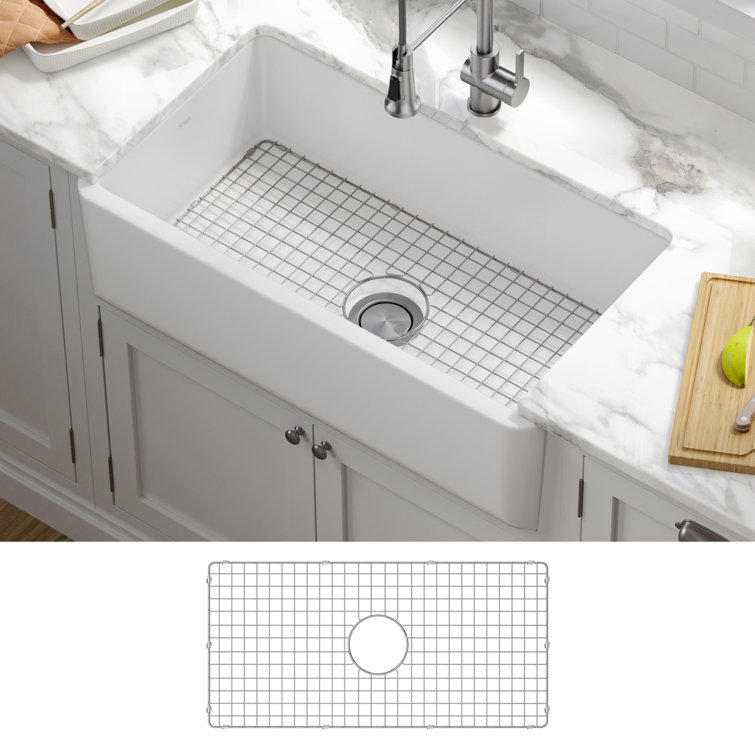 Matte White Fireclay Farmhouse Single Bowl Kitchen Sink