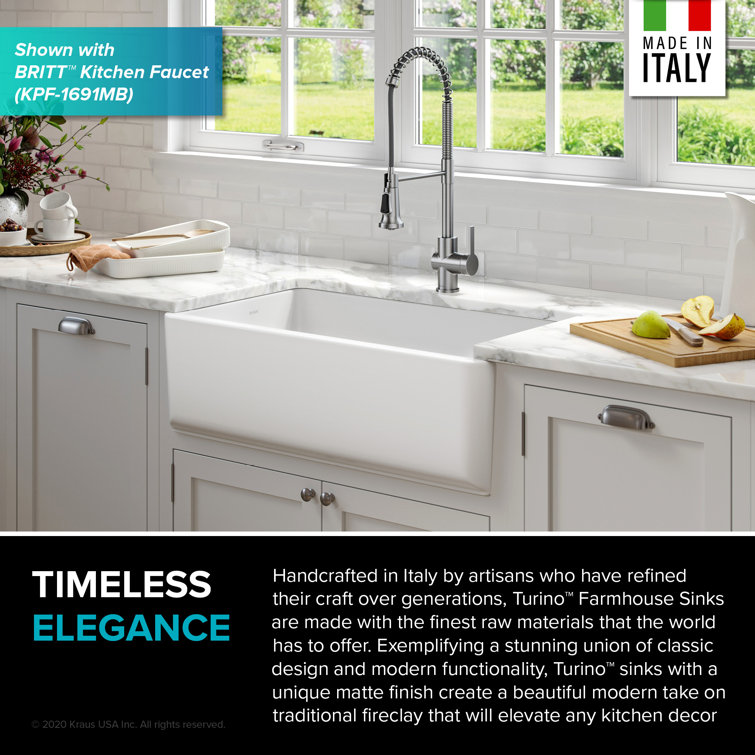 Matte White Fireclay Farmhouse Single Bowl Kitchen Sink