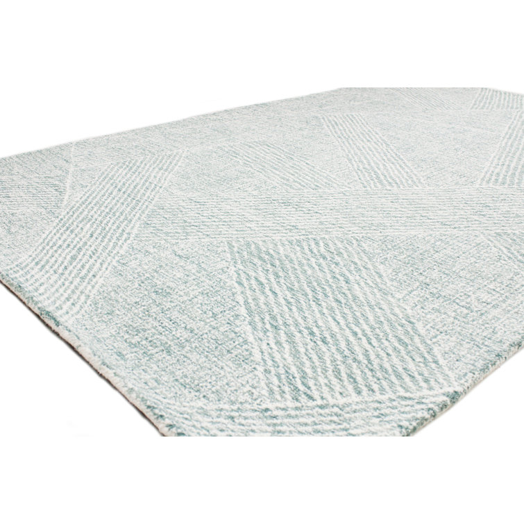 Handmade Teal Wool Tufted Runner Rug 2'6" x 8'