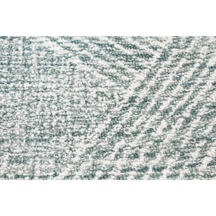 Handmade Teal Wool Tufted Runner Rug 2'6" x 8'