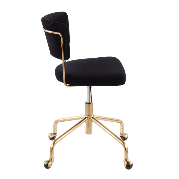 Tania Contemporary Black Velvet 28.5" Swivel Task Chair