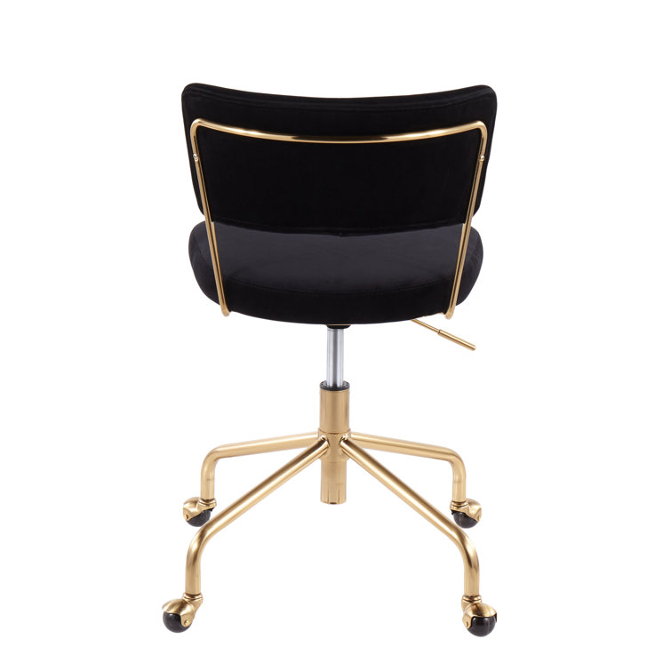 Tania Contemporary Black Velvet 28.5" Swivel Task Chair