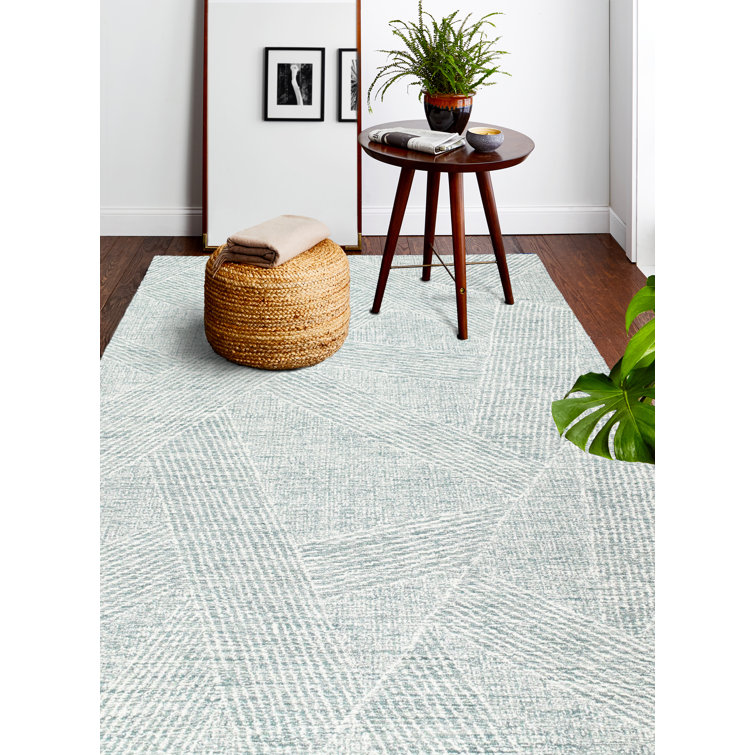 Handmade Teal Wool Tufted Runner Rug 2'6" x 8'