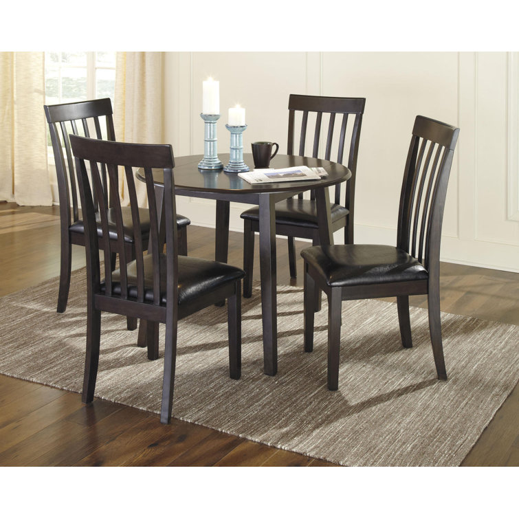 Transitional Dark Brown Leather Upholstered Side Chair with Wood Slat