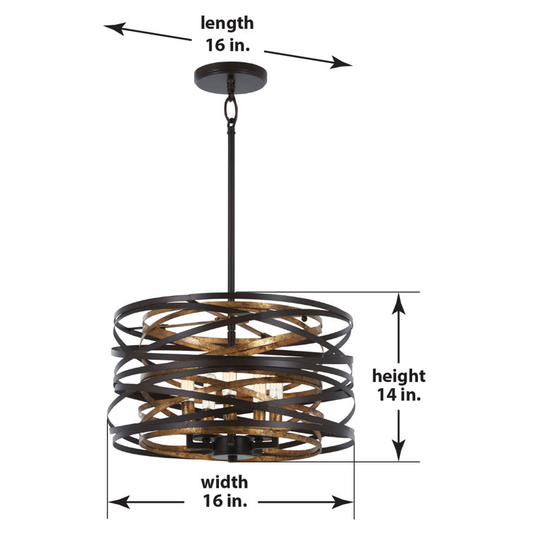 Mosaic Gold & Dark Bronze 5-Light Pendant Chandelier with Adjustable Height