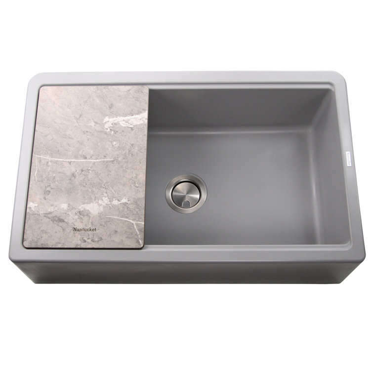Plymouth 33'' Gray Granite Farmhouse Single Bowl Kitchen Sink