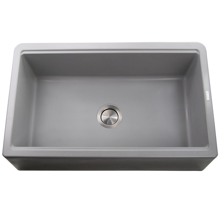 Plymouth 33'' Gray Granite Farmhouse Single Bowl Kitchen Sink