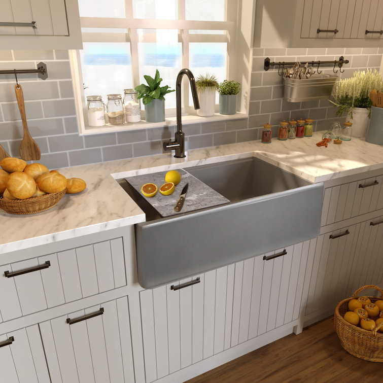 Plymouth 33'' Gray Granite Farmhouse Single Bowl Kitchen Sink