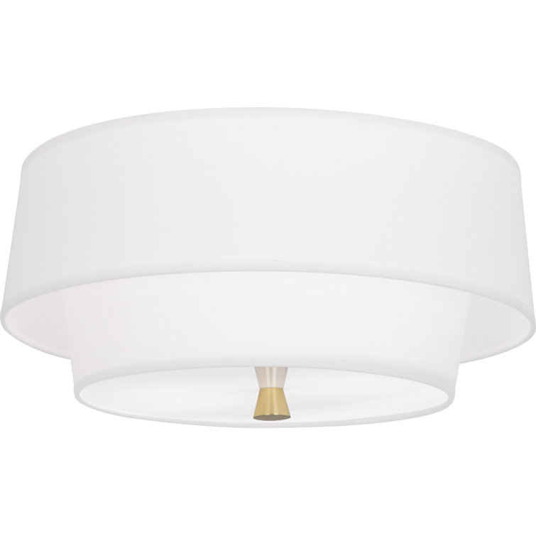Ascot White and Brass 2-Light Flush Mount Ceiling Fixture