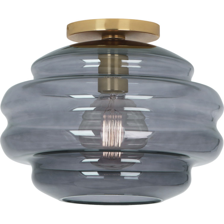 Horizon Smoke Gray Glass & Modern Brass Flush Mount Light