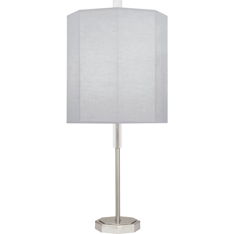 Kate 32.5'' Chrome Metal Table Lamp with Pearl Gray Shade