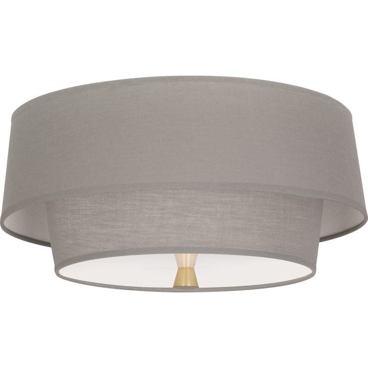 Decker Mid-Century Modern Brass Smoke Gray Flush Mount Ceiling Light