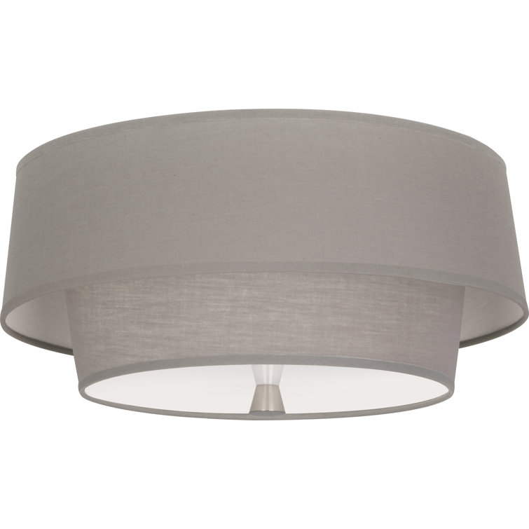 Decker Polished Nickel 17" Flush Mount with Smoke Gray Shade