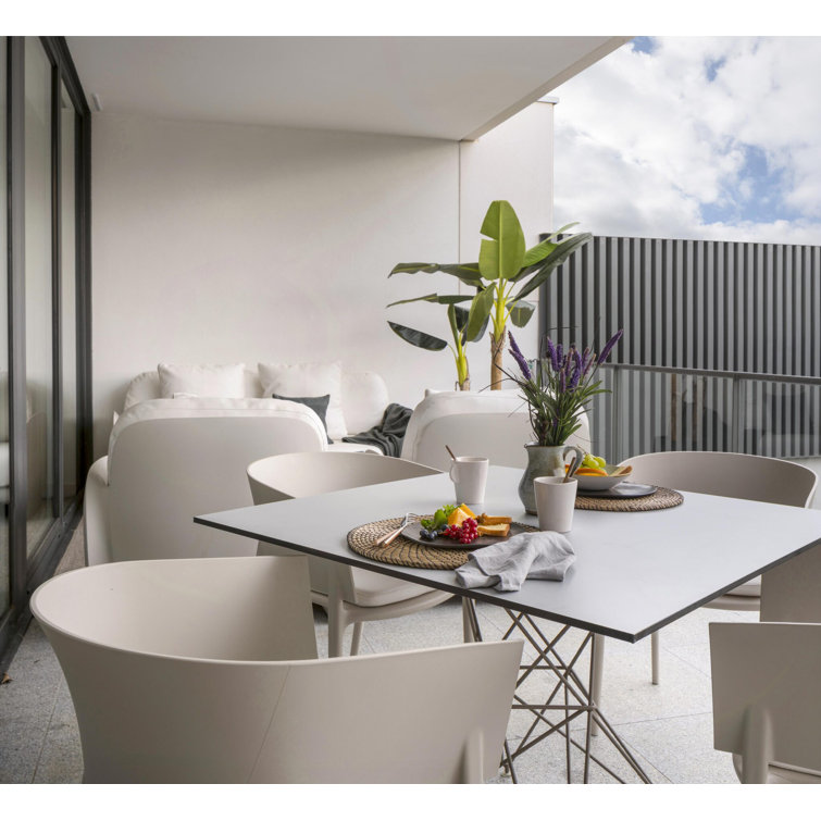 Ecru Matte Polypropylene Modern Dining Armchair by Eugeni Quitllet