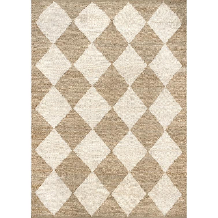 Louie Diamond Checkerboard Natural Jute 5' x 8' Area Rug