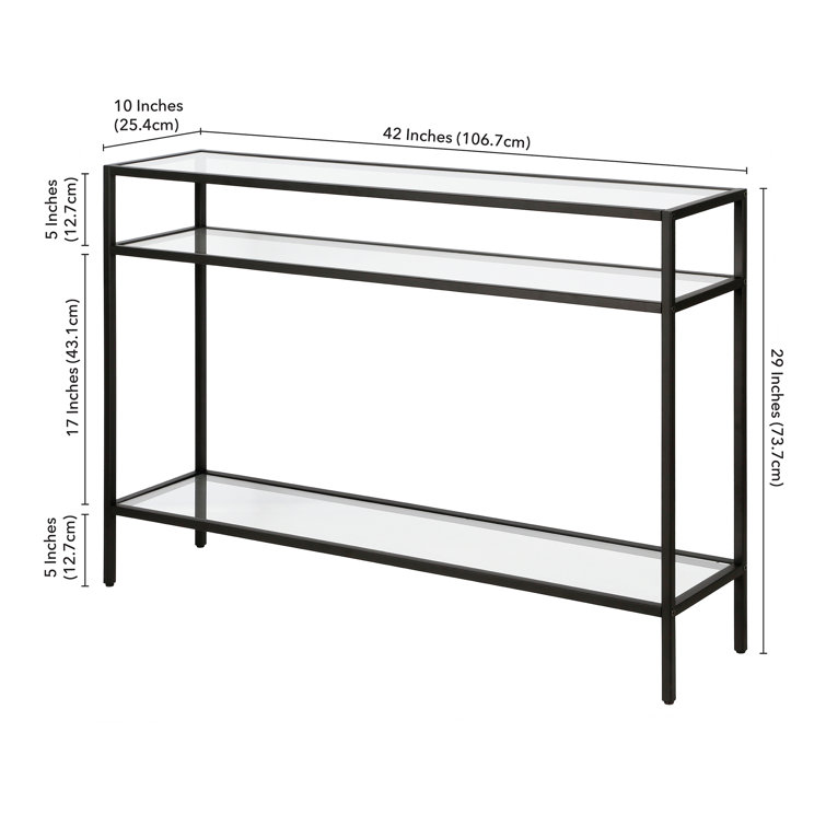 Marissa 42'' Blackened Bronze Console Table with Tempered Glass Shelves