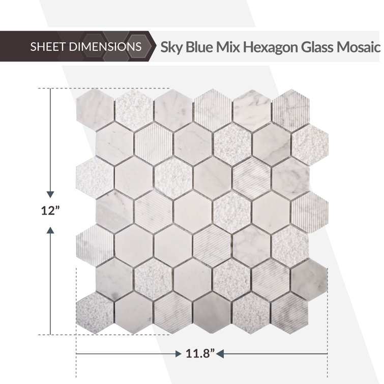 Apollo Harbor 12" White Marble Hexagon Mosaic Tile