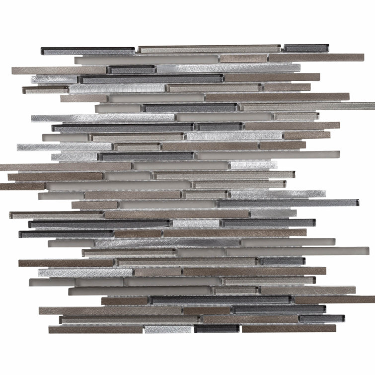 12" x 12" Brown and Gray Glass Metal Mosaic Tile