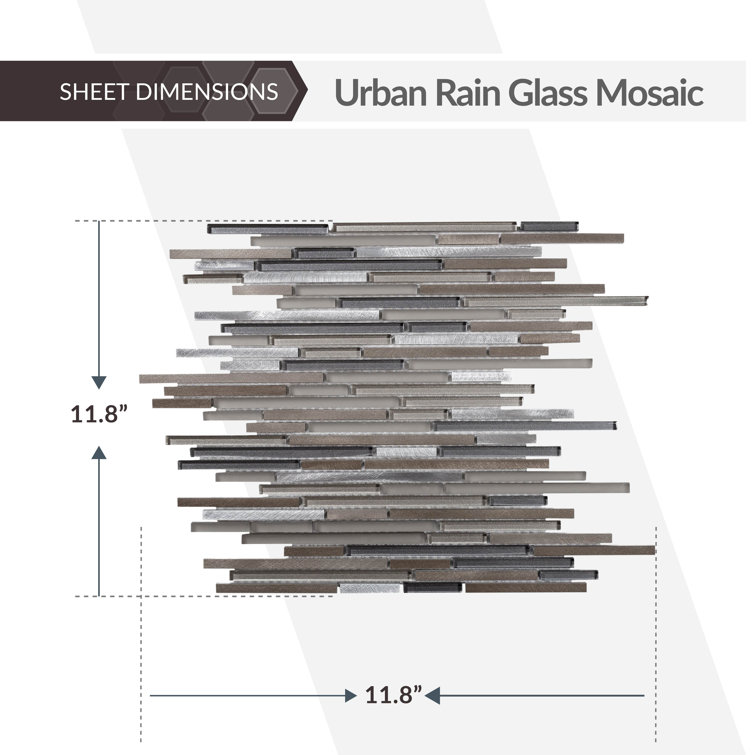 12" x 12" Brown and Gray Glass Metal Mosaic Tile
