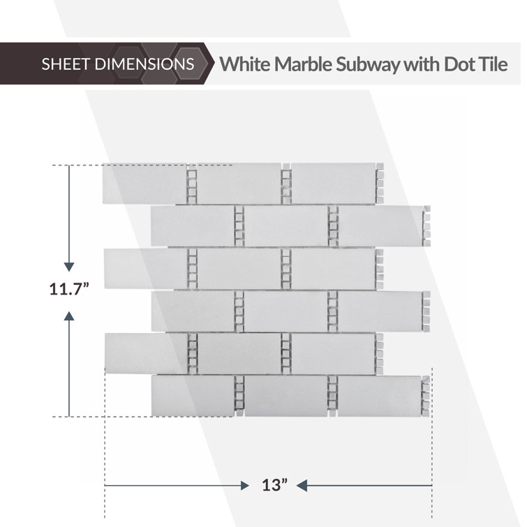 Apollo 13" x 11.7" White Marble Mosaic Wall & Floor Tile