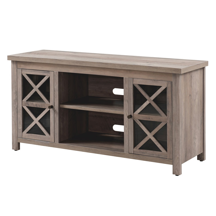 Modern Farmhouse 47'' Gray Oak TV Stand with Fireplace Cabinet