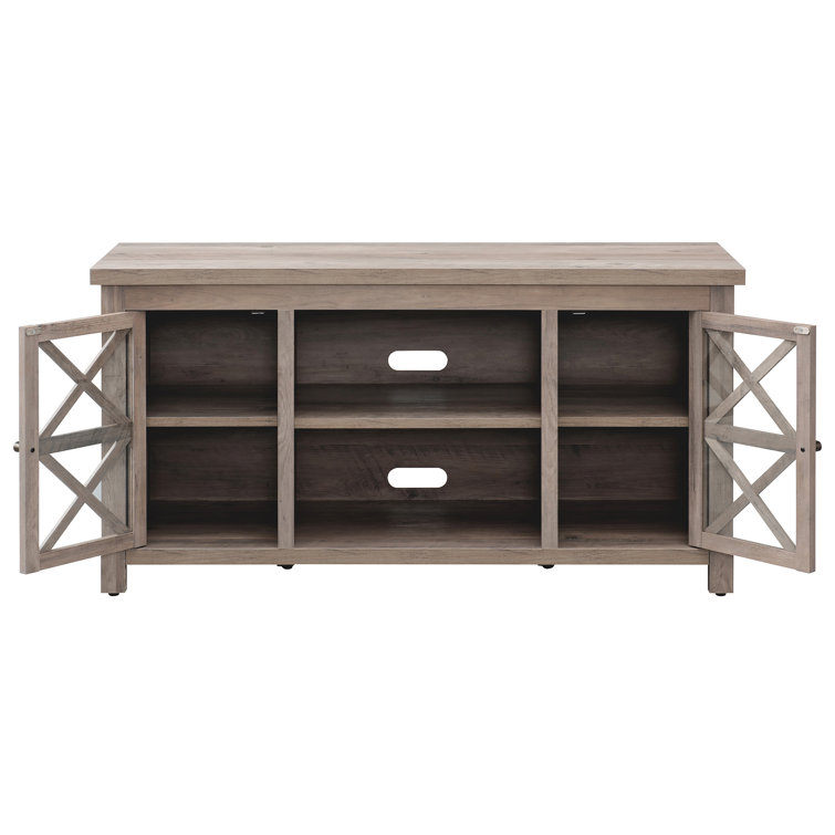 Modern Farmhouse 47'' Gray Oak TV Stand with Fireplace Cabinet