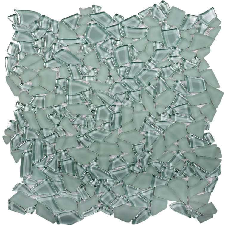 12" x 12" Glossy Blue Glass Mosaic Tile