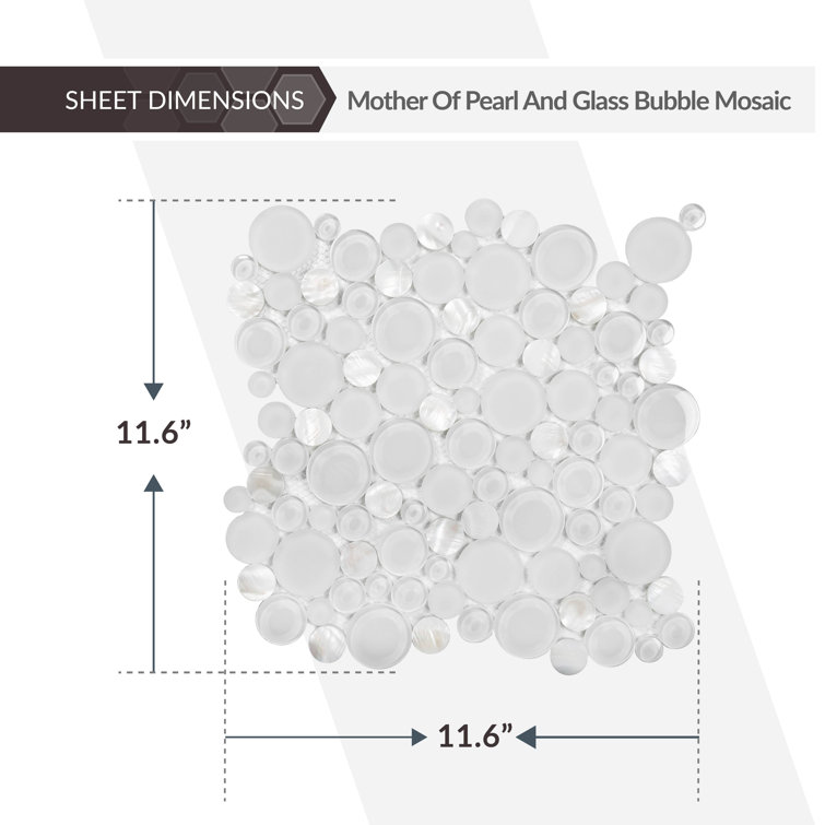 12" x 12" White Glass and Shell Mosaic Tile Sheet