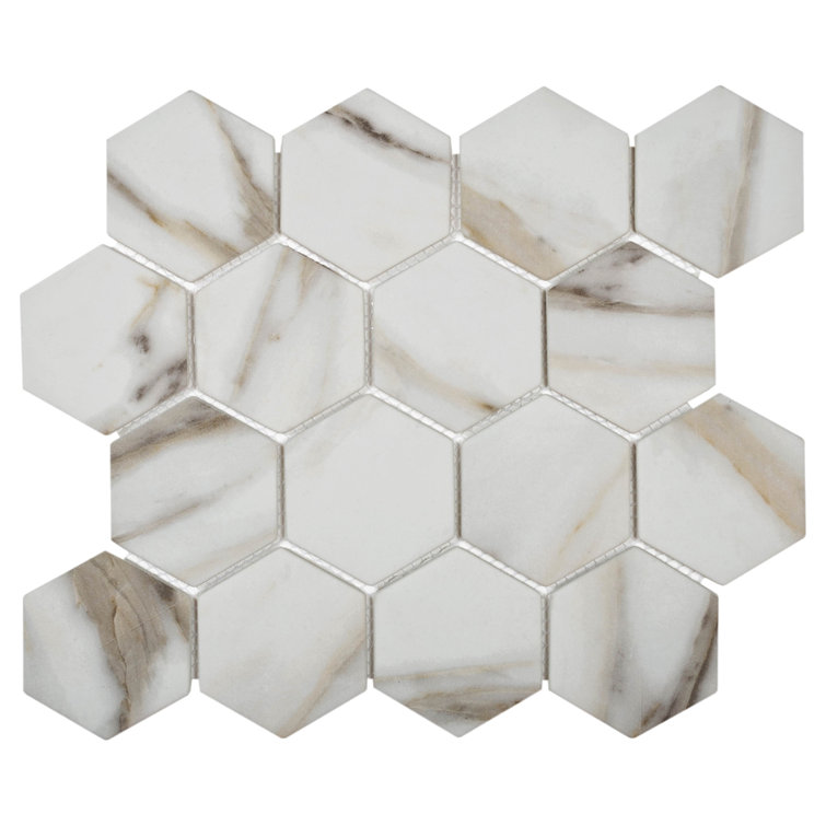 Beige Hexagonal Matte Mosaic Tile for Kitchen and Bathroom