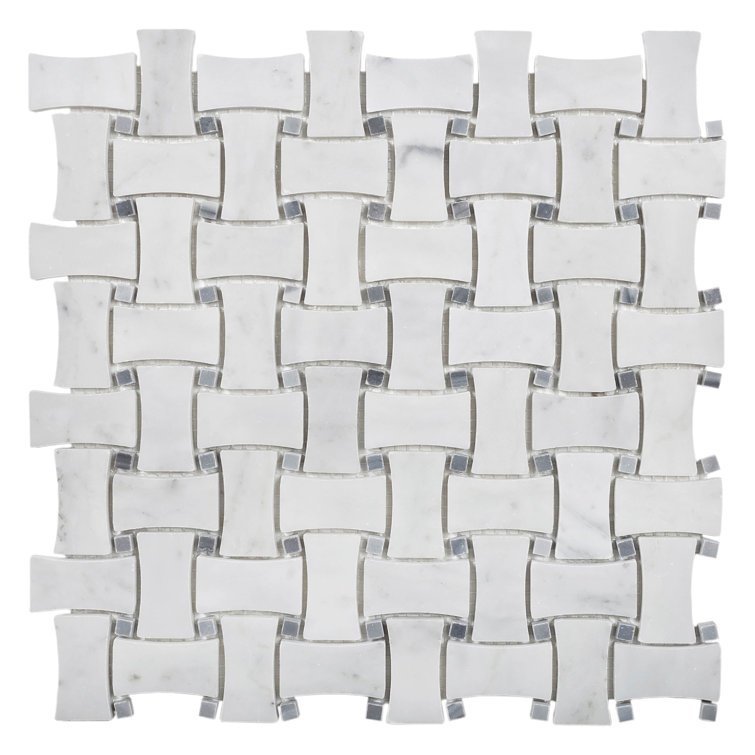 12" x 12" Gray Marble Basketweave Mosaic Tile