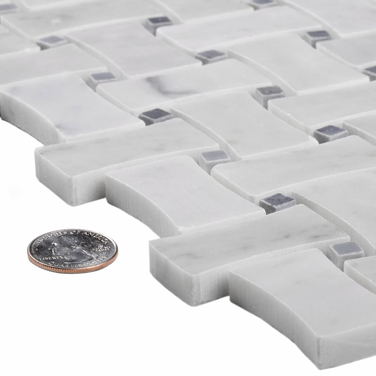 12" x 12" Gray Marble Basketweave Mosaic Tile