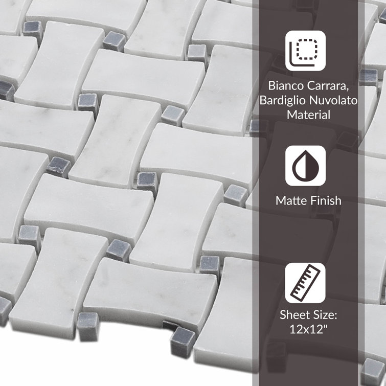 12" x 12" Gray Marble Basketweave Mosaic Tile