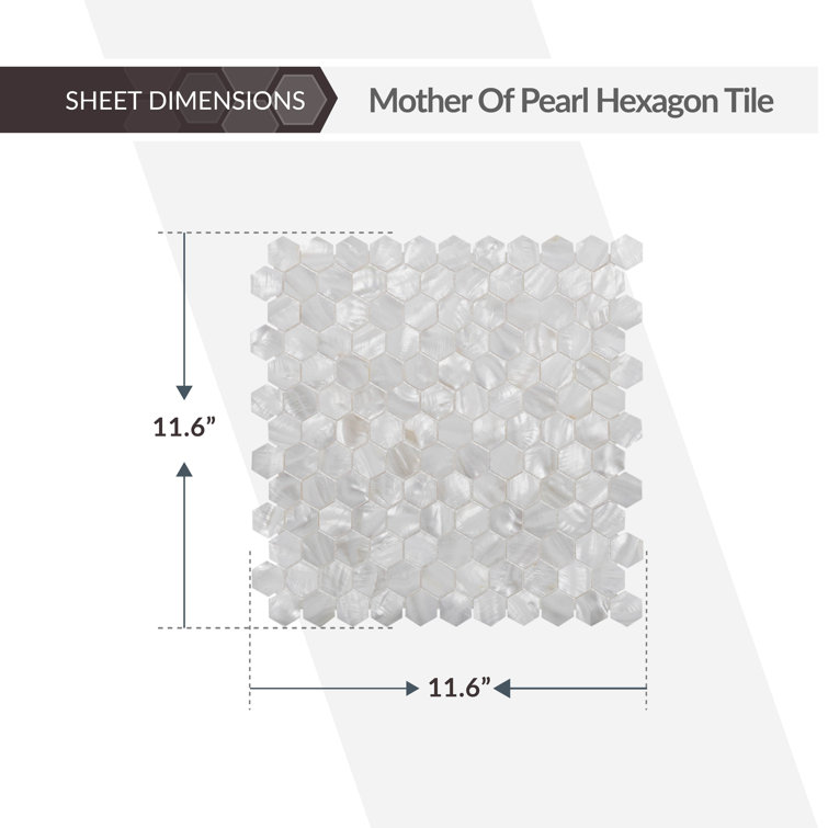 11.6" White Seashell Hexagon Mosaic Wall and Floor Tile