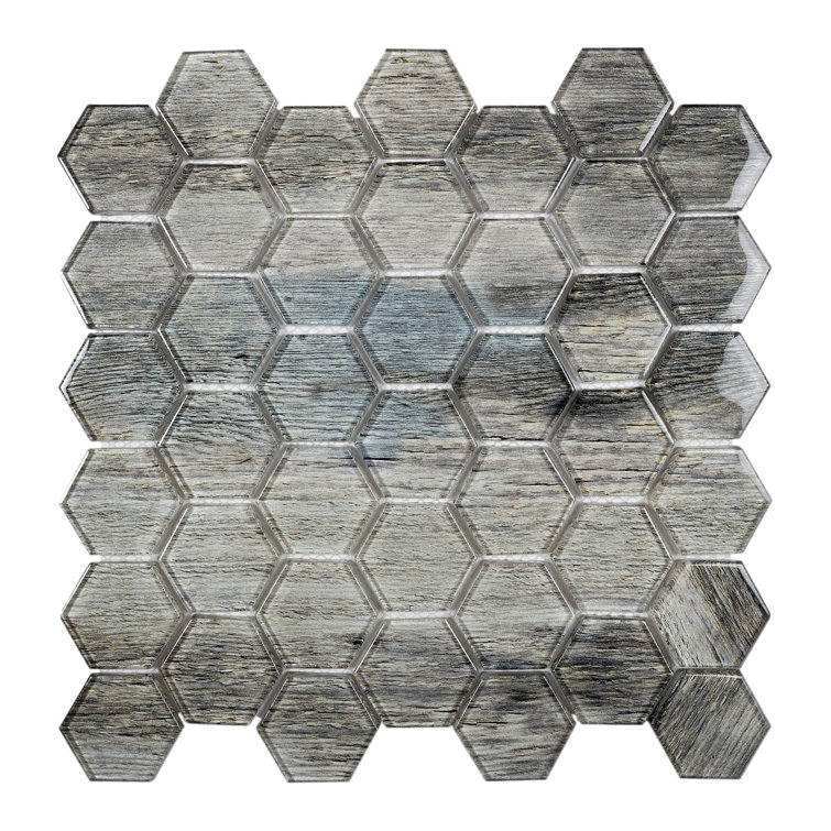 12" x 12" Beige Glass Wood Look Mosaic Tile