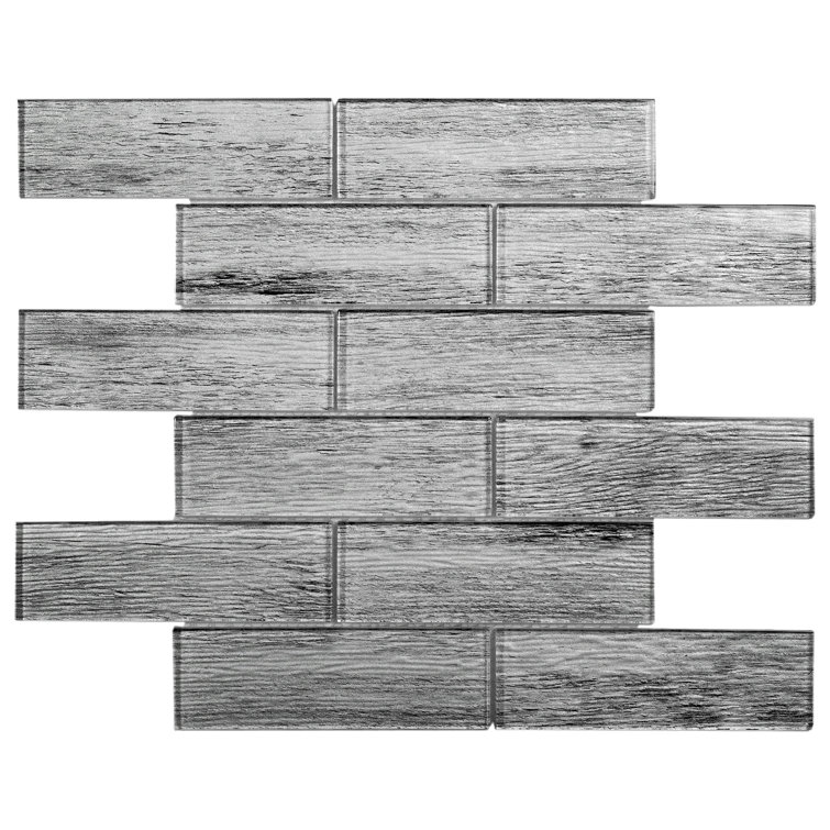 12" x 12" Gray Glass Wood Look Mosaic Tile