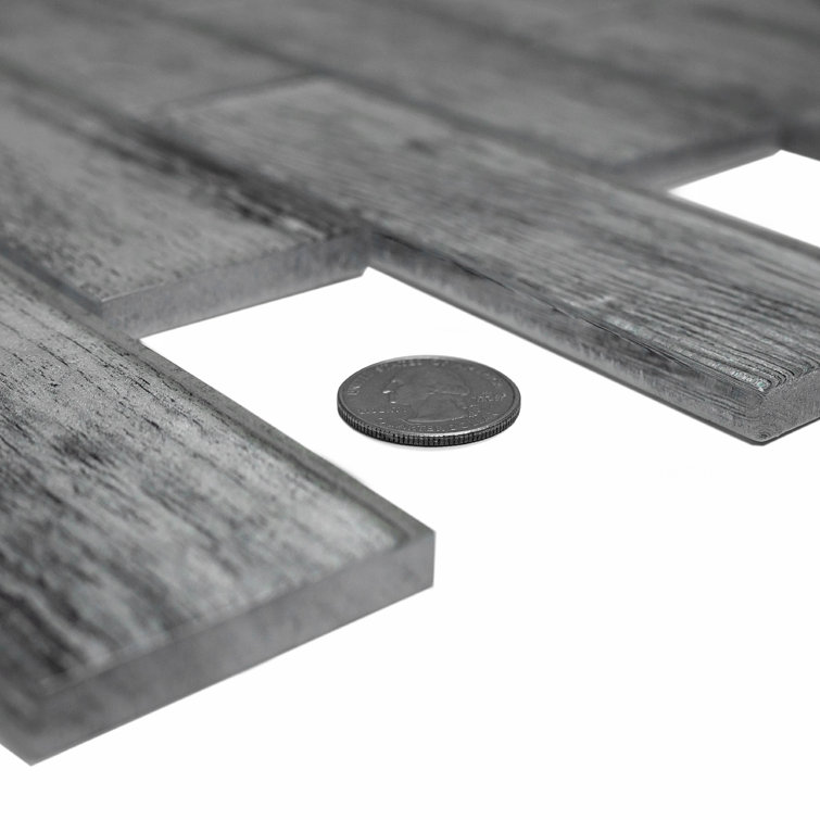 12" x 12" Gray Glass Wood Look Mosaic Tile