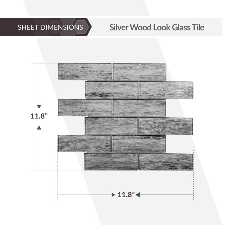 12" x 12" Gray Glass Wood Look Mosaic Tile