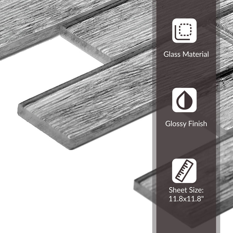 12" x 12" Gray Glass Wood Look Mosaic Tile