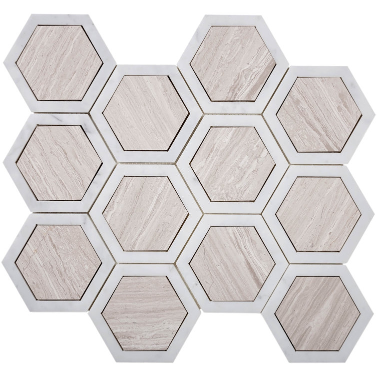 Beige Polished Marble Hexagonal Mosaic Tile for Walls