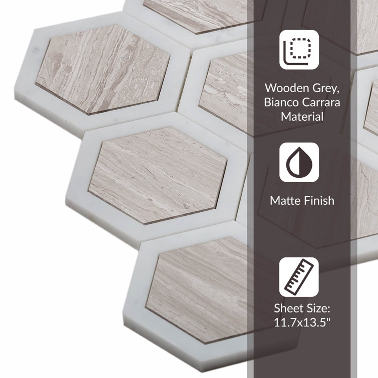 Beige Polished Marble Hexagonal Mosaic Tile for Walls