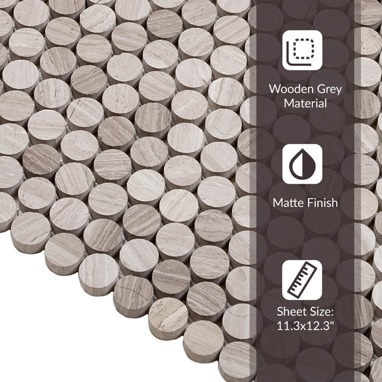 Gray Polished Wood Look Hexagonal Mosaic Tile for Walls and Floors