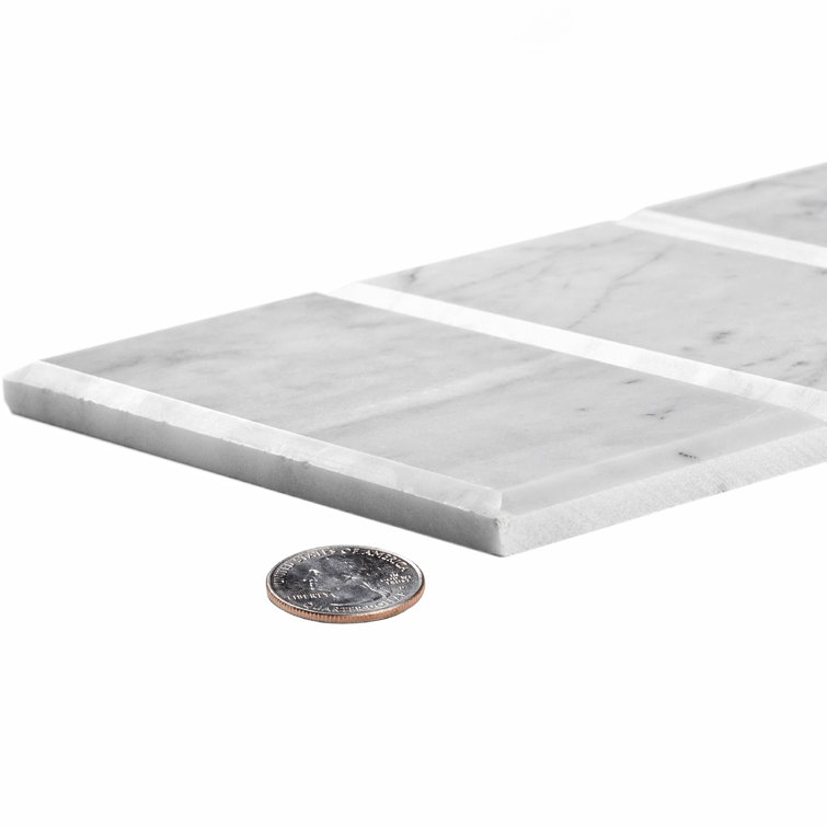 3" x 6" Polished Beveled Marble Look Subway Tile