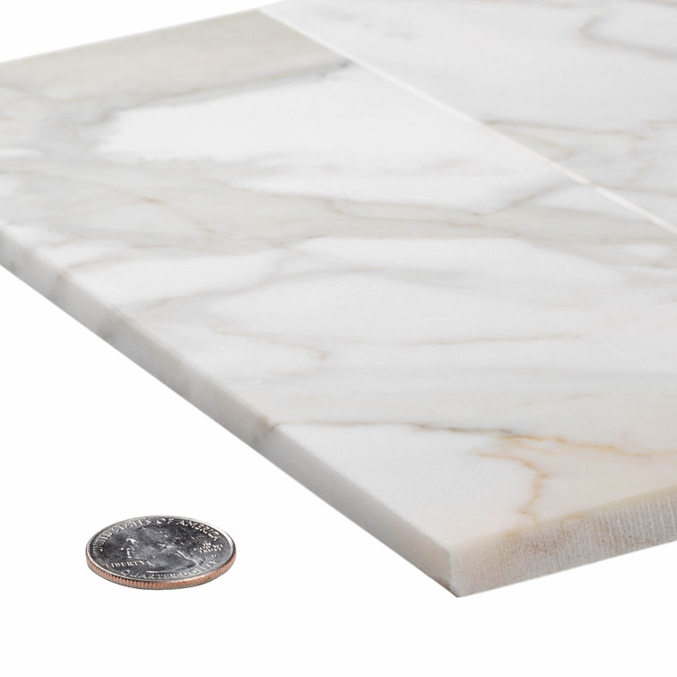 4" x 12" White Marble Look Subway Tile