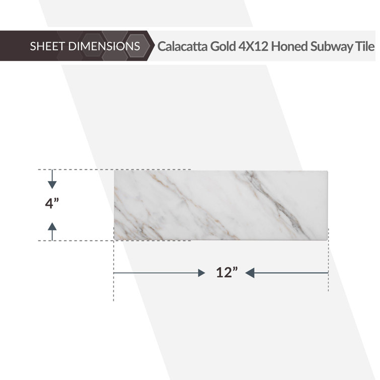 4" x 12" White Marble Look Subway Tile