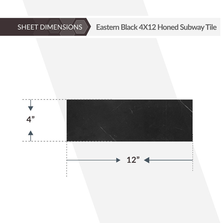 4" x 12" Black Marble Subway Wall & Floor Tile