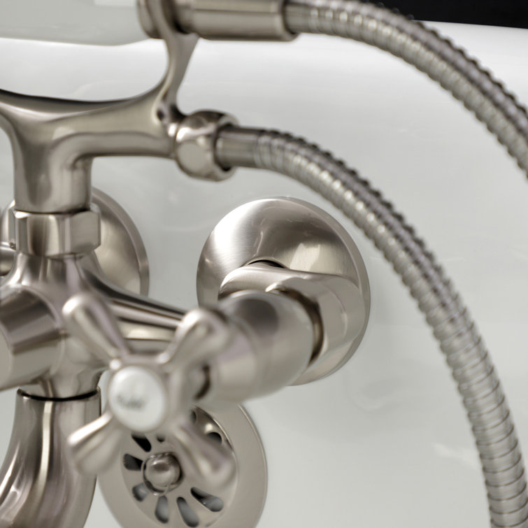 Brushed Nickel Wall Mount Clawfoot Tub Faucet with Hand Shower