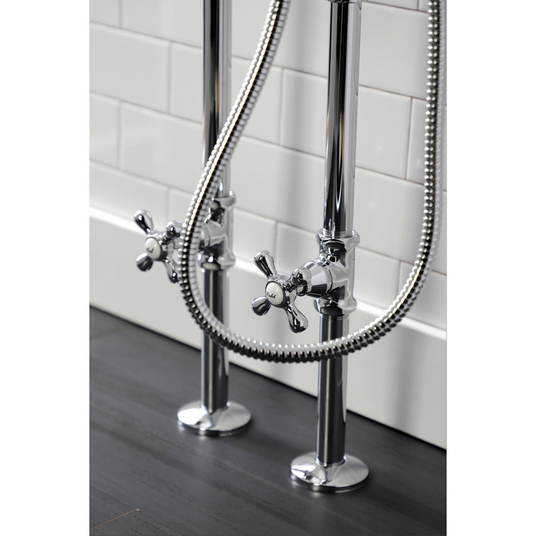 Polished Chrome Freestanding Clawfoot Tub Faucet with Hand Shower