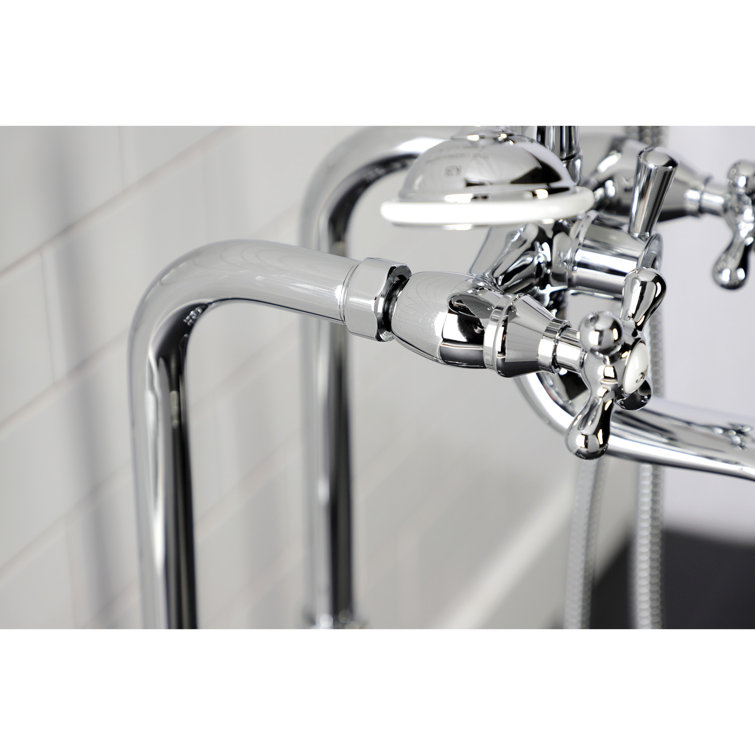 Polished Chrome Freestanding Clawfoot Tub Faucet with Hand Shower