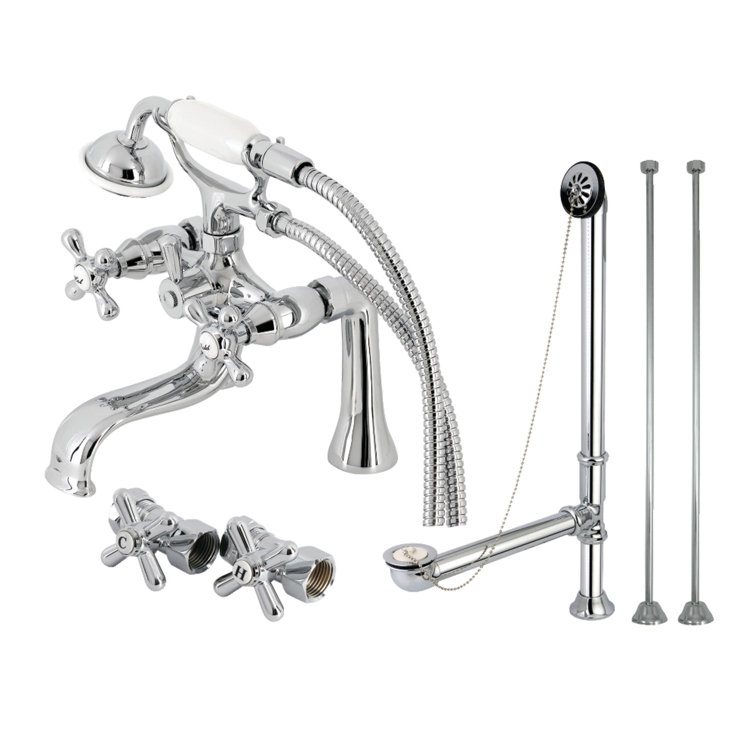 Polished Chrome Vintage Clawfoot Tub Faucet Package with Hand Shower